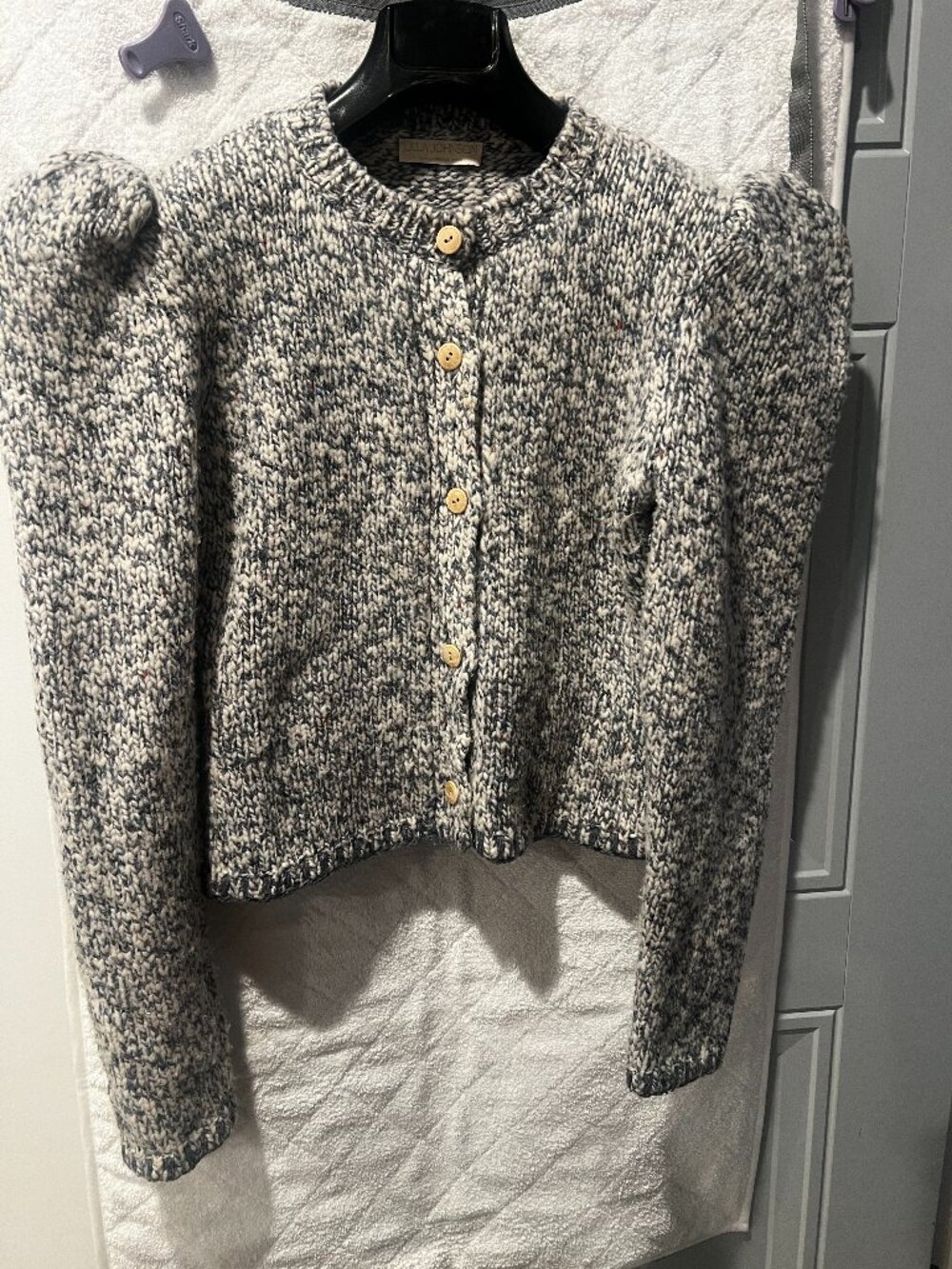 Ulla Johnson Wool Puff Sleeved Cardigan Sweater - Medium